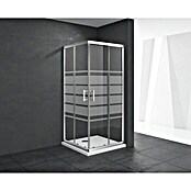 Mampara de ducha esquinera Chloe (L x An x Al: 80 x 80 x 195 cm, Vidrio serigrafiado, 5 mm, Cromo)