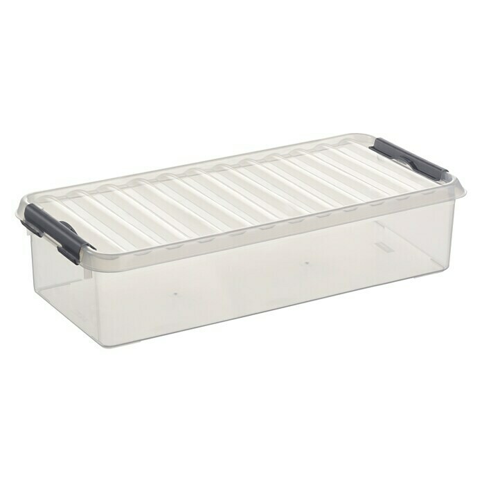 Sunware Aufbewahrungsbox Q-Line (L x B x H: 48,5 x 15 x 9 cm, Kunststoff, Transparent, Farbe Griff: Schwarz)