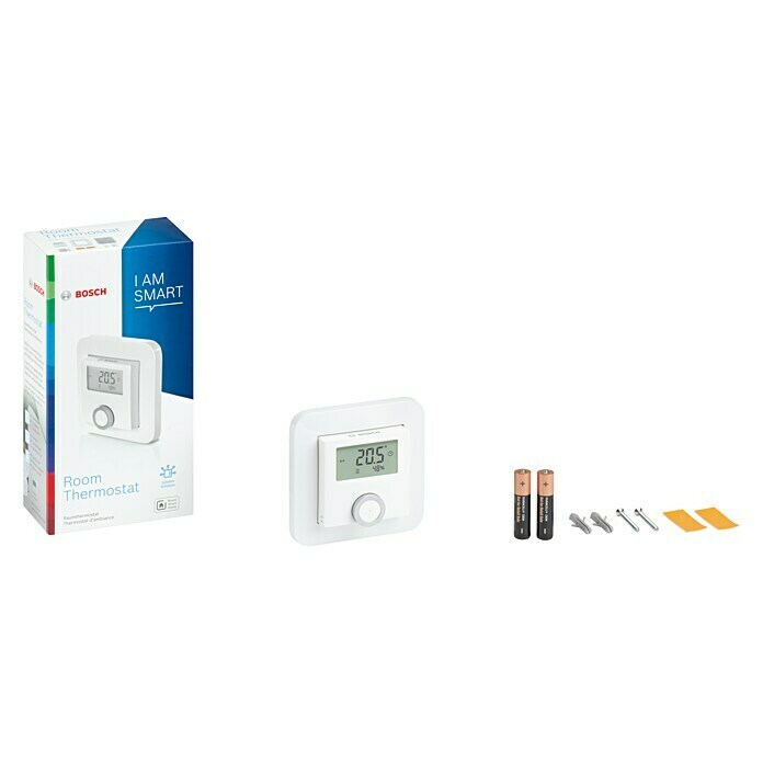 Bosch Smart Home Funk-Raumthermostat (Weiß, Batteriebetrieben, 25 x 86 x 86 mm)