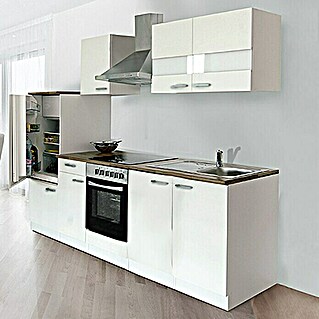 Respekta Küchenzeile KB270WWC (Breite: 270 cm, Mit Elektrogeräten, Weiß)