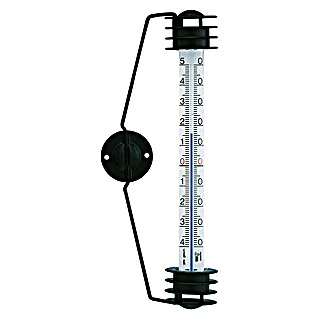 Termómetro para exterior giratorio (An x Al: 3,4 x 19 cm, Plástico, Negro/Blanco)