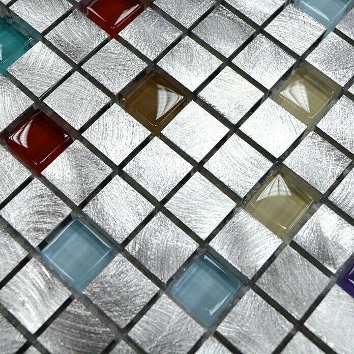 Mosaikfliese Quadrat ALF A702 (30 x 30 cm, Silber, Matt)