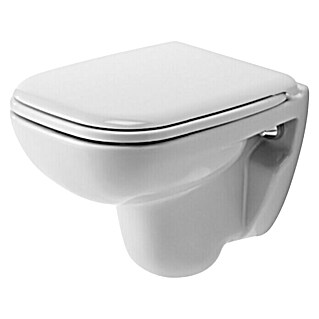 Duravit D-Code Wand-WC Compact (Mit Spülrand, Mit antibakterieller Glasur, Spülform: Tief, WC Abgang: Waagerecht, Weiß)