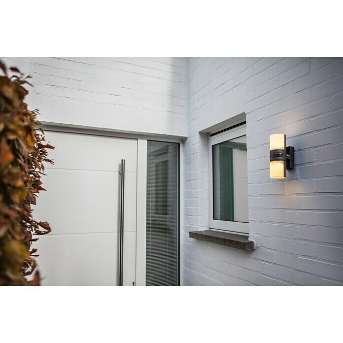 Lutec LED vanjska zidna svjetiljka sa senzorom pokreta (16 W, Antracit / bijelo, D x Š x V: 7,8 x 12 x 24,5 cm)