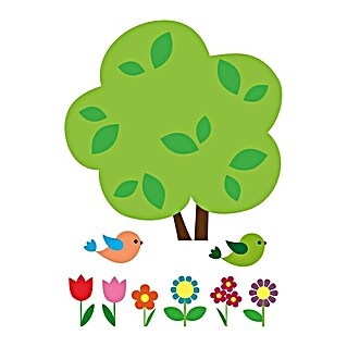Adhesivos decorativos Árbol (Elementos botánicos, Multicolor, 48 x 68 cm)