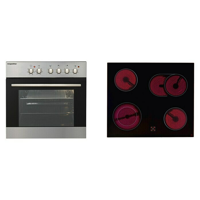 Respekta Premium Küchenzeile BERP250LHWC (Breite: 250 cm, Mit Elektrogeräten, Lärche Weiß-Nachbildung)
