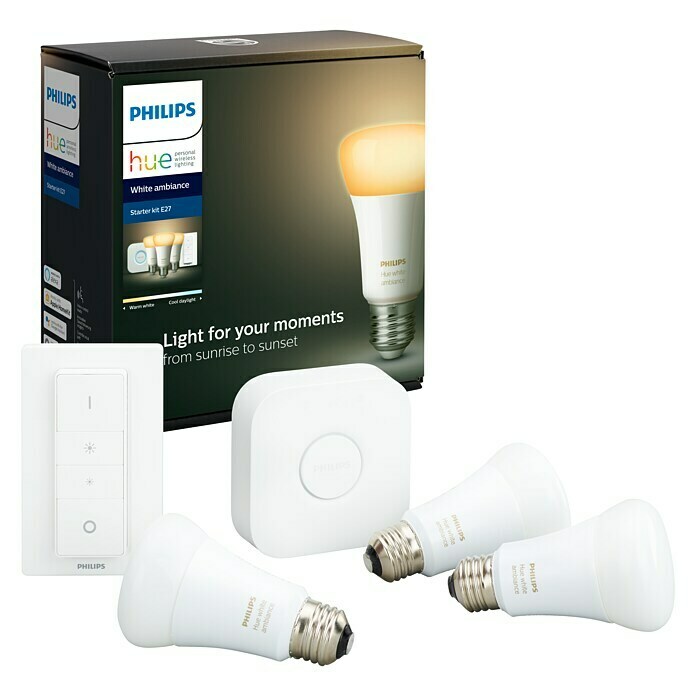 Philips Hue LED-Leuchtmittel-Set White Ambiance (E27, Lichtfarbe: Kaltweiß)