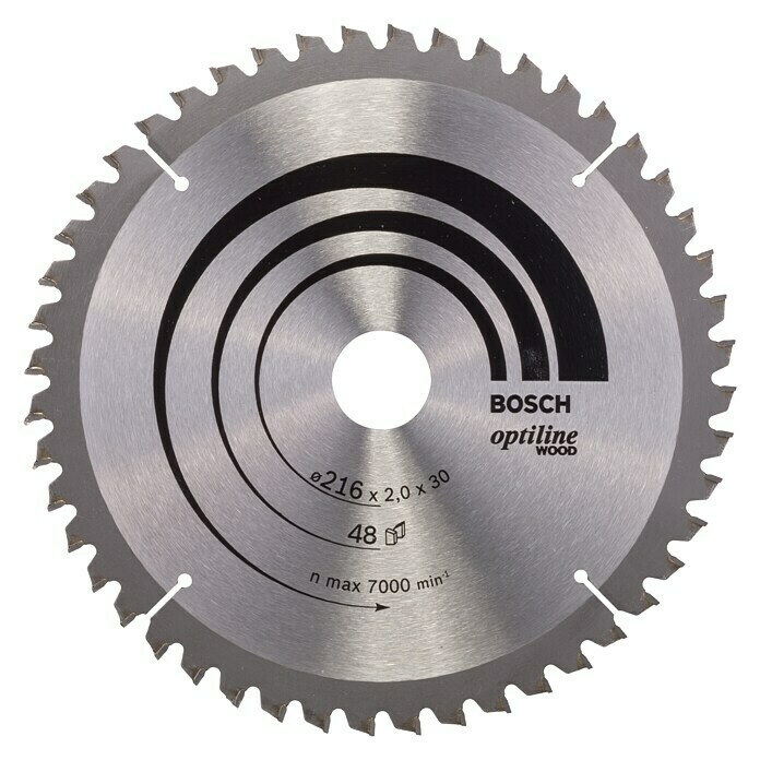 Bosch Kreissägeblatt Optiline Wood (Durchmesser: 216 mm, Bohrung: 30 mm, Anzahl Zähne: 48 Zähne)