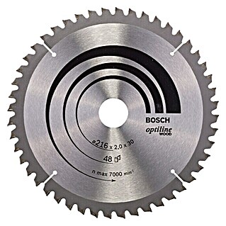 Bosch Kreissägeblatt Optiline Wood (Durchmesser: 216 mm, Bohrung: 30 mm, Anzahl Zähne: 48 Zähne)