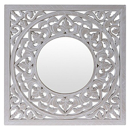 Spiegel Ornament (50 x 50 cm, Weiß)