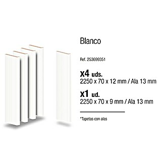 PortStylo Tapeta Blanca con ala (70 x 12 mm, Blanco, 5 uds.)