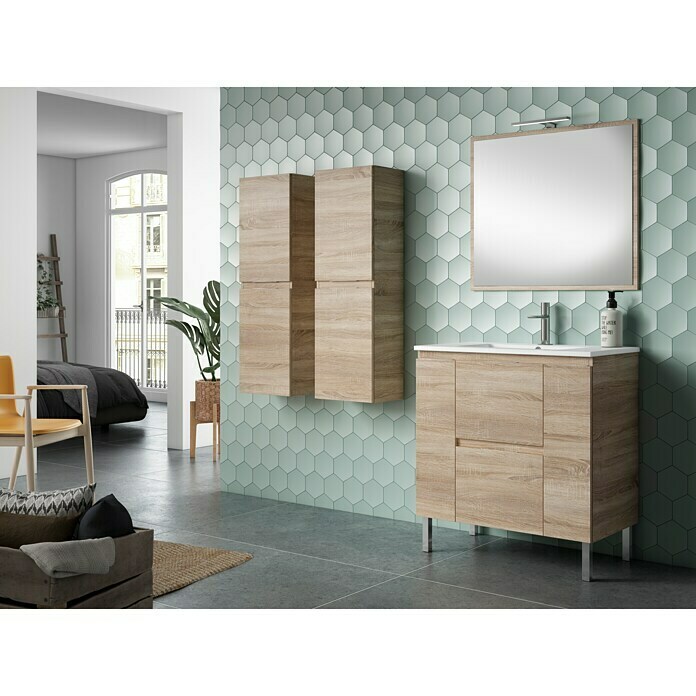 Mueble de lavabo Essential (L x An x Al: 45 x 120 x 85 cm, Roble)