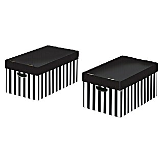 Nips Aufbewahrungsbox (L x B x H: 52 x 31 x 24,5 cm, DIN A4, Schwarz/Weiß, 2 Stk.)