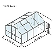 KGT Gewächshaus Tulpe IV (4,29 x 2,97 x 2,33 m, Polycarbonat, Glasstärke: 16 mm, Pressblank)