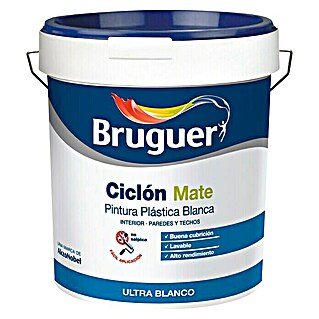 Bruguer Pintura para paredes y techos Ciclón (Blanco, 15 l, Mate)