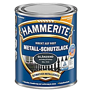 Hammerite Metall-Schutzlack (Anthrazitgrau, 250 ml, Glänzend, Lösemittelhaltig)