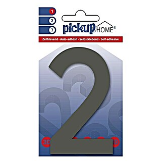 Pickup 3D Home Huisnummer Rio (Hoogte: 10 cm, Motief: 2, Grijs, Kunststof, Zelfklevend)