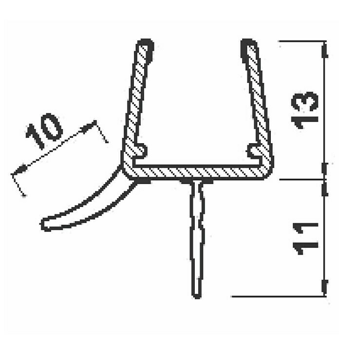 Perfil de sellado vierteaguas 10 (L x An x Al: 100 x 3 x 3 cm)