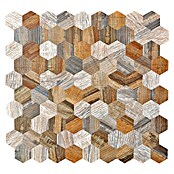 Zelfklevend mozaïek Hexagon SAM 4MWHXM (28 x 29 cm, Metaal, Grijs/Beige)