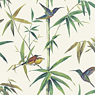 Papel pintado Colibrí (Beige/Crema/Verde, Floral, 10 x 0,53 m)