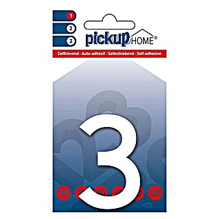Pickup 3D Home Kućni broj Rio (Visina: 6 cm, Motiv: 3, Bijele boje, Plastika, Samoljepljivo)