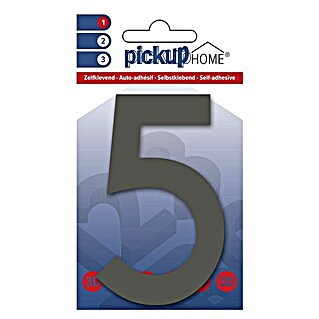 Pickup 3D Home Número (Altura: 10 cm, Motivo: 5, Gris, Plástico, Autoadhesivo)