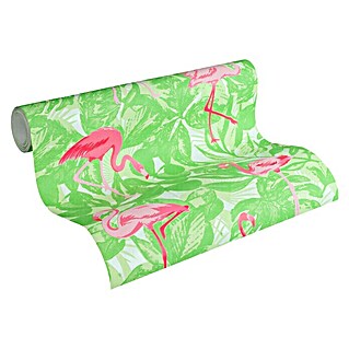 AS Creation Boys And Girls 6 Vliestapete Flamingo (Grün/Pink, Motiv, 10,05 x 0,53 m)