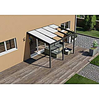 Terrassenüberdachung Special Edition mit Schiebedach (L x T: 400 x 300, Polycarbonat, Anthrazitgrau, Opal)