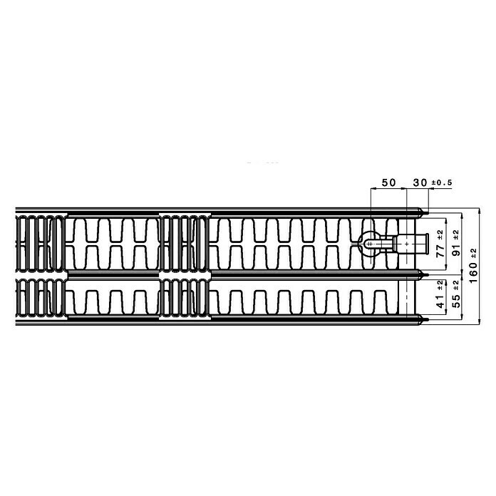 Universal-Flachheizkörper (B x H: 80 x 60 cm, 6-fach, Typ: 3K-33, 1.815 W)