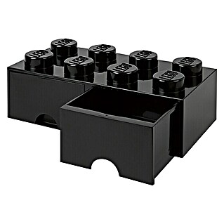 Lego Schubladenbox Brick (L x B x H: 50 x 25 x 18 cm, Schwarz, Anzahl Schubladen: 2 Stk.)