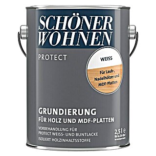 SCHÖNER WOHNEN-Farbe Protect Grundierung für Holz und MDF-Platten (Reinweiß, 2,5 l)