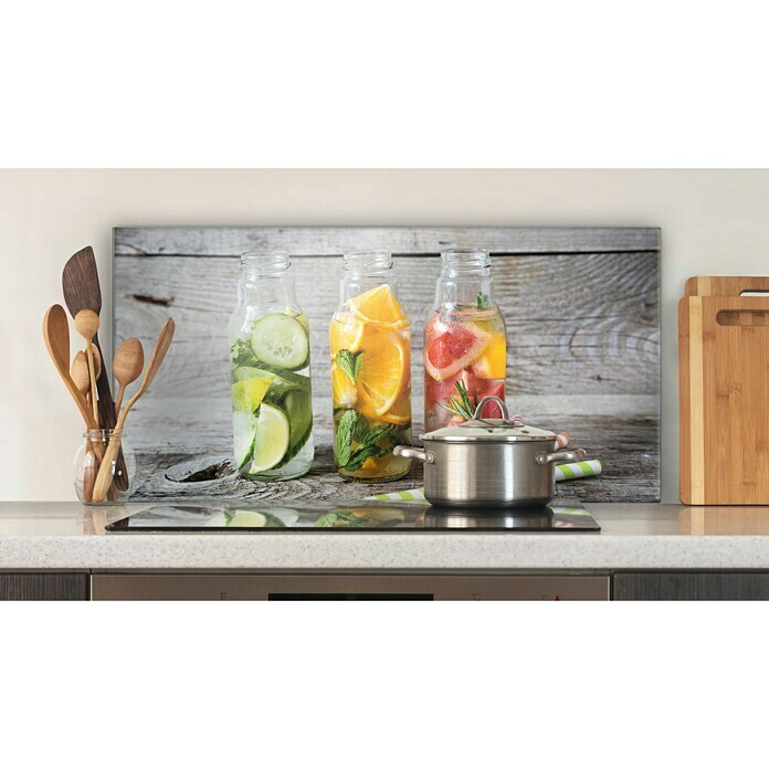 CUCINE Küchenrückwand (Fruity Lemonade, 80 x 40 cm, Stärke: 6 mm, Einscheibensicherheitsglas (ESG))