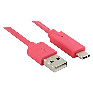Metronic Cable USB Mooov (Largo: 1 m, Clavija USB A, clavija USB C, Rosa)