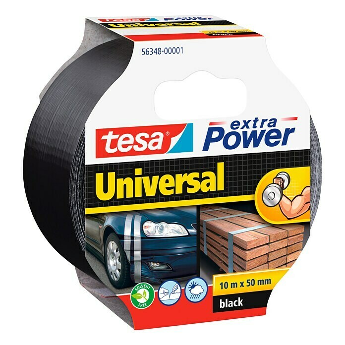 Tesa Extra Power Folieband Universal (Zwart, 10 m x 50 mm)