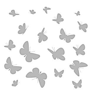 Komar Fenstersticker (Schmetterlinge, Weiß, 31 x 31 cm, 21 -tlg.)