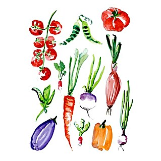 Wandtattoo (Gemüse Aquarell, 48 x 68 cm)