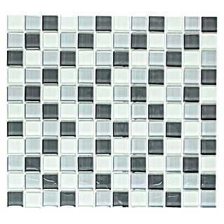 Mosaikfliese Quadrat Crystal Mix XCM 8125 (32,7 x 30,2 cm, Grau/Weiß, Glänzend)