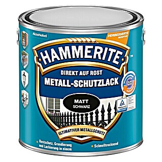 Hammerite Metall-Schutzlack (Schwarz, 1 l, Matt, Lösemittelhaltig)