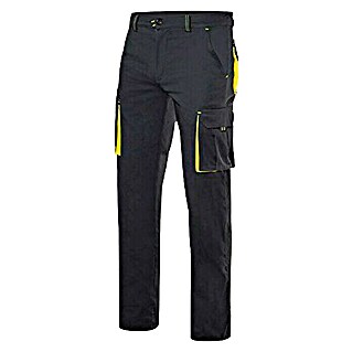 Velilla Pantalones de trabajo Stretch multibolsillos (38, Negro/Amarillo neón, 16% poliéster, 46% algodón, 38% EMET)