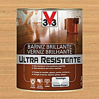 V33 Barniz para madera Brillante Ultra Resistente (Roble claro, Brillante, 750 ml)