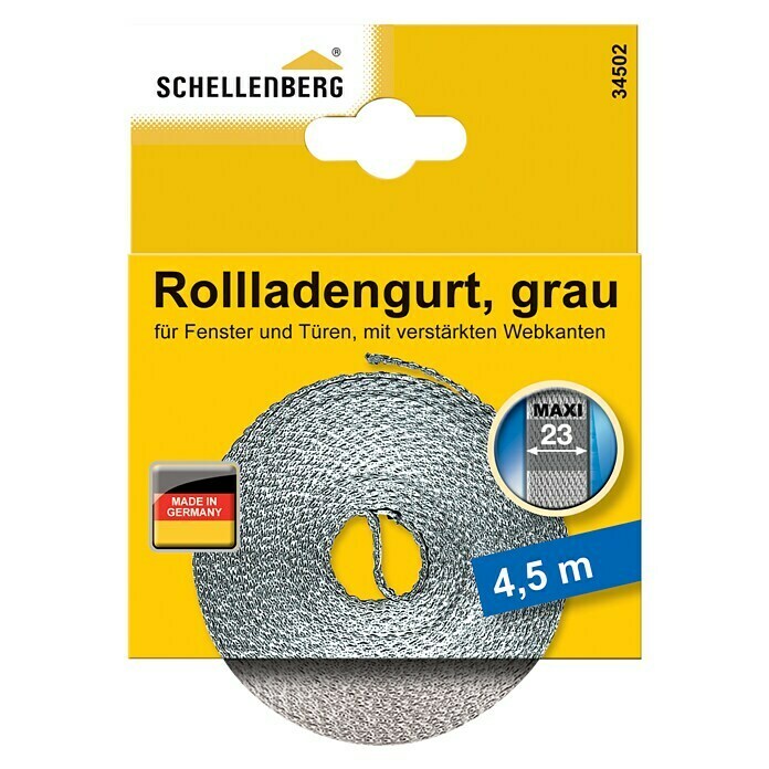 Schellenberg Rollladengurt Maxi (Grau, L x H: 4,5 m x 1,3 mm, Gurtbreite: 23 mm)