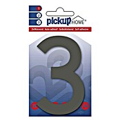 Pickup 3D Home Número (Altura: 10 cm, Motivo: 3, Gris, Plástico, Autoadhesivo)