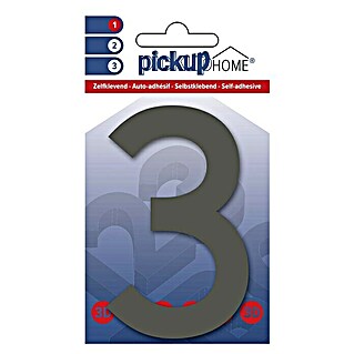 Pickup 3D Home Huisnummer Rio (Hoogte: 10 cm, Motief: 3, Grijs, Kunststof, Zelfklevend)