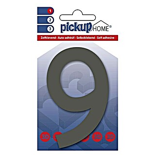 Pickup 3D Home Kućni broj Rio (Visina: 10 cm, Motiv: 9, Sive boje, Plastika, Samoljepljivo)