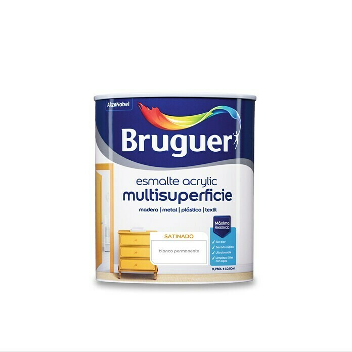 Bruguer Esmalte de color Acrylic multisuperficie (Blanco, 750 ml, Satinado)