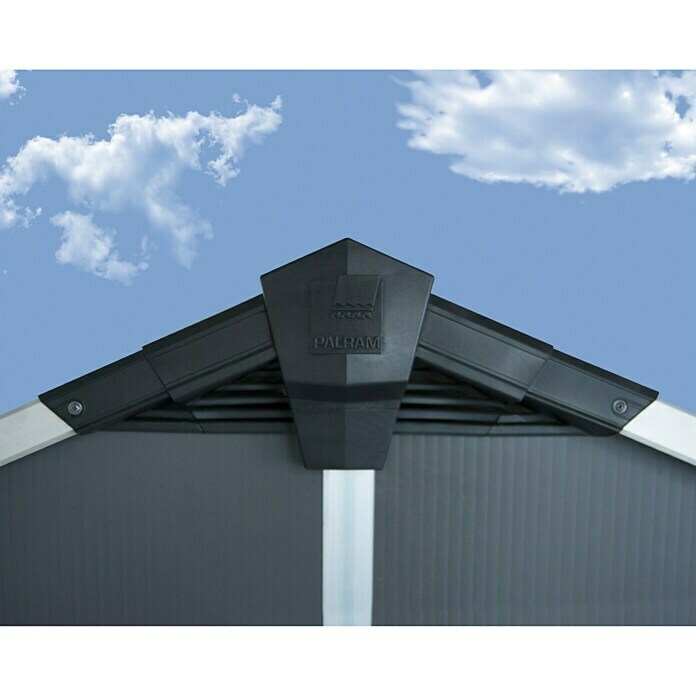 Palram Yukon Gerätehaus (257 x 307 x 252 cm, Grau, Ohne Boden)