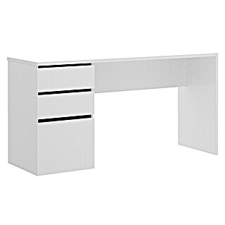 Mesa de escritorio Shiro (L x An x Al: 60 x 139 x 75 cm, Blanco, Número de cajones: 2 ud.)