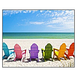 Cuadro de vidrio Beach chairs (Sillas en la playa, An x Al: 50 x 40 cm)