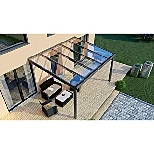 Terrassenüberdachung Special Edition (L x T: 400 x 350 cm, Verbundsicherheitsglas (VSG), Anthrazitgrau, Klar)