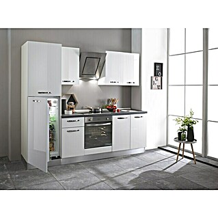 Kuhinjski komplet Laura (Širina: 240 cm, S električnim uređajima, Bijela visokog sjaja)